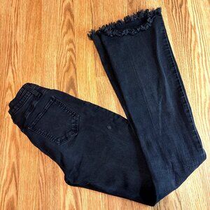 YMI Black Frayed Hem Flared Jeans Womens Size S Stretch Denim Western L 32